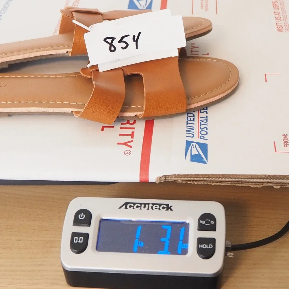 J.Crew Women's Size 7 Tan Brown‎ Leather Slide Sandals Flat Slip On "H" Shape - Picture 11 of 11